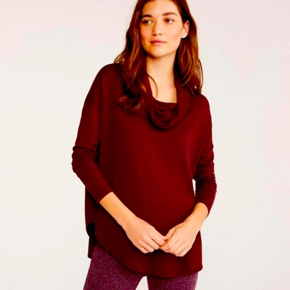 Lou & Grey Women's Signature Soft Blend Cowl Neck Sweatshirt Burgundy Size Small